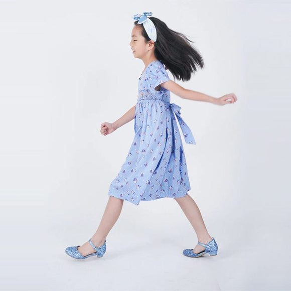Robyn Blue & White Flowers Smocked Dress