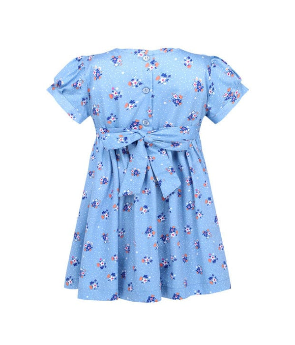 Robyn Blue & White Flowers Smocked Dress