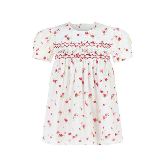 Rosabel Rose Print Babydoll Smocked Girl Dress