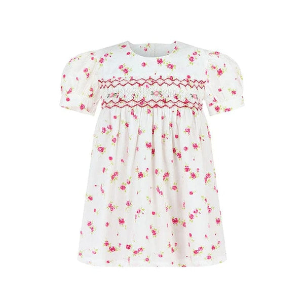 Rosabel Rose Print Babydoll Smocked Girl Dress
