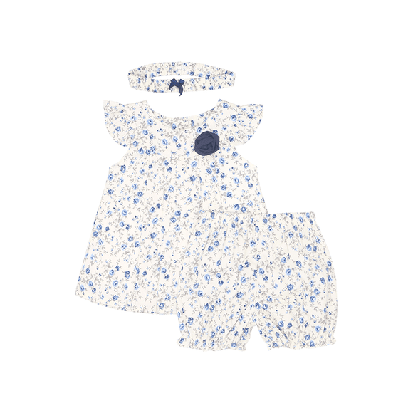 Rose Buds Baby Girl 2pc Set - (Blue)