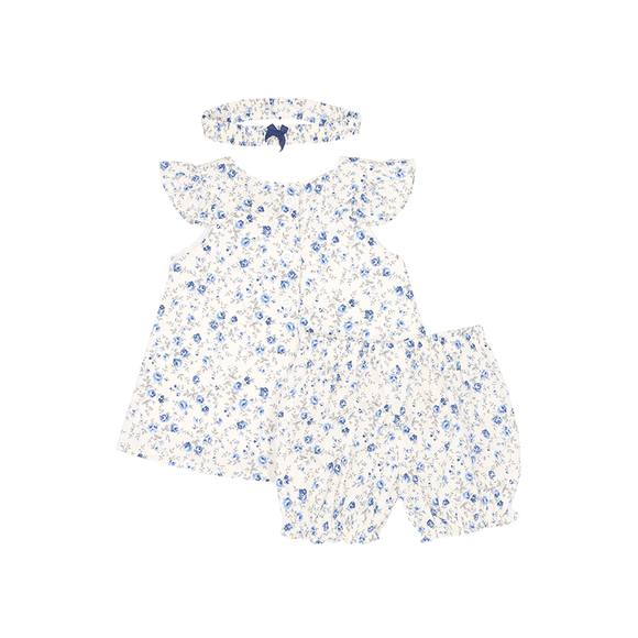 Rose Buds Baby Girl 2pc Set - (Blue)