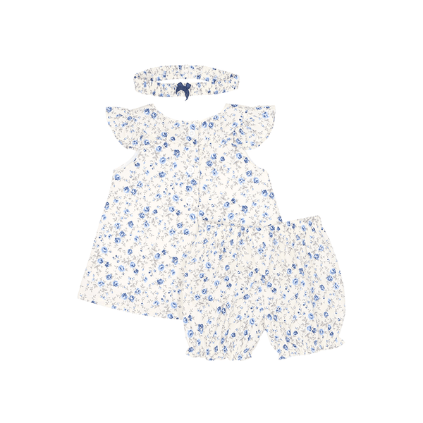 Rose Buds Baby Girl 2pc Set - (Blue)