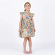 Ruffle Sleeve Button Down Flower Paradise Girl Dress (Beige)