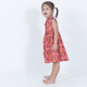 Ruffle Sleeve Button Down Joyful Blooms Girl Dress - (Red)