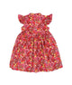 Ruffle Sleeve Button Down Joyful Blooms Dress - (Red)