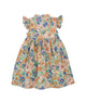 Ruffle Sleeve Button Down Flower Paradise Dress (Beige)