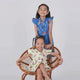 Ruffle Sleeve Button Down Lily Blooms Girl Dress (Blue)