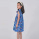Ruffle Sleeve Button Down Lily Blooms Girl Dress (Blue)