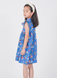 Ruffle Sleeve Button Down Lily Blooms Dress (Blue)