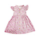 Ruffle Sleeve Button Down Petals & Fern Girl Dress (Pink)