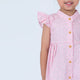 Ruffle Sleeve Button Down Petite Roses Girl Dress (Pink)
