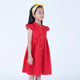 Ruffle Sleeve Button Down Petite Roses Girl Dress (Red)