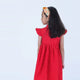 Ruffle Sleeve Button Down Petite Roses Girl Dress (Red)