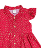 Ruffle Sleeve Button Down Petite Roses Dress (Red)