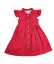 Ruffle Sleeve Button Down Petite Roses Dress (Red)