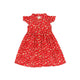 Ruffle Sleeve Button Down Joyful Daisies Dress (Red)