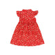 Ruffle Sleeve Button Down Joyful Daisies Dress (Red)