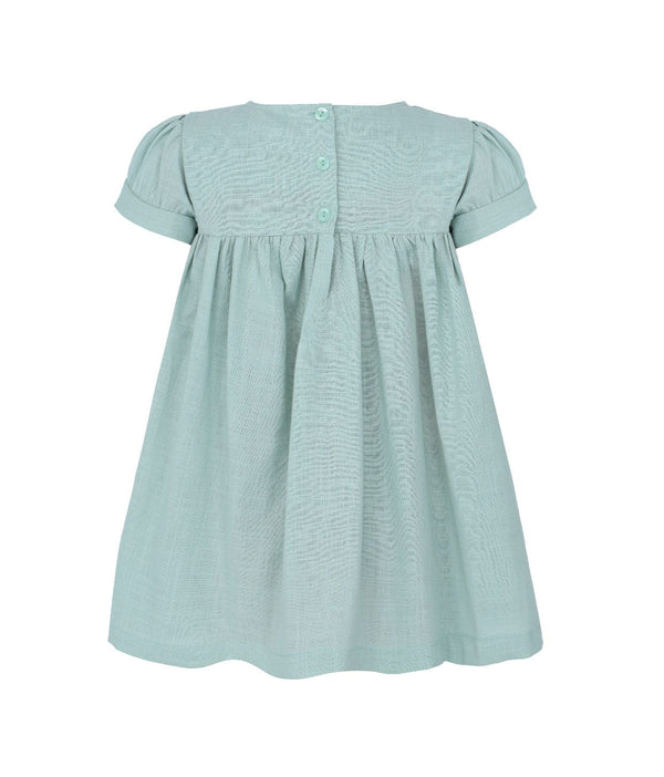 Sadie Linen Baby Girl Smocked Dress - (Fern Green)