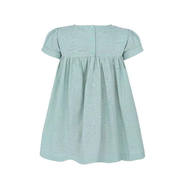 Sadie Linen Baby Girl Smocked Dress - (Fern Green)