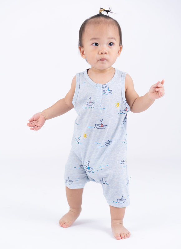 Sailboat Cotton Sleeveless Onesie