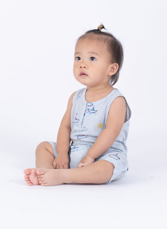 Sailboat Cotton Sleeveless Onesie