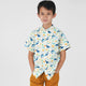Mandarin Collar Boy Shirt - Shark & Fishes (White)