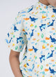 Mandarin Collar Shirt - Shark & Fishes (White)