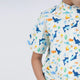 Mandarin Collar Boy Shirt - Shark & Fishes (White)