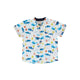 Mandarin Collar Boy Shirt - Shark & Whale At Sea (White)