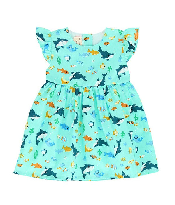 Shark & Fishes Baby Doll Dress (Mint)