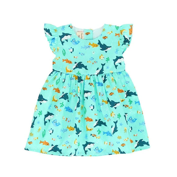 Shark & Fishes Baby Doll Dress (Mint)