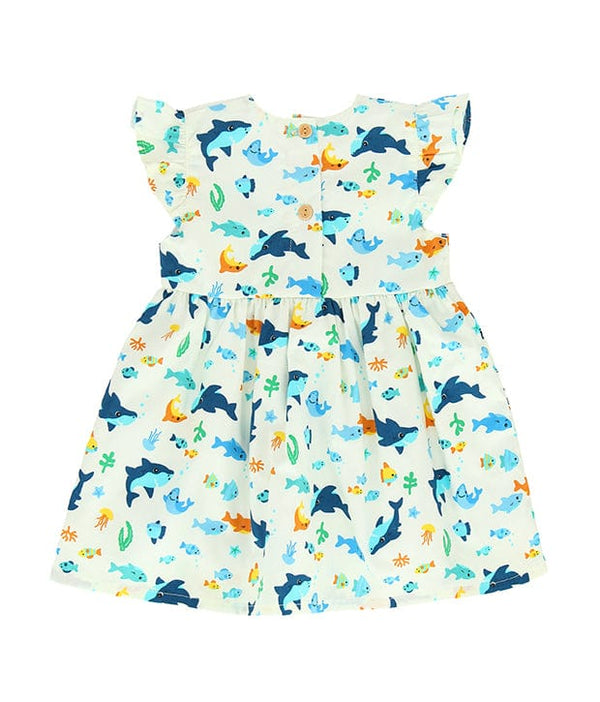 Shark & Fishes Baby Doll Dress (White)