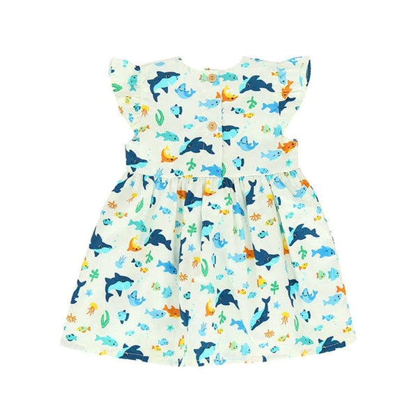 Shark & Fishes Baby Doll Dress (White)