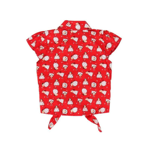Skippy Sheep Knot Sleeveless Blouse (Red)