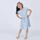 Spring Fleurs Ruffle Sleeve Cheongsam with Ribbon (Blue)