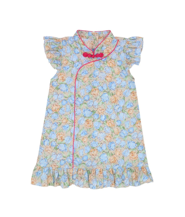 Spring Fleurs R. Sleeve Cheongsam (Yellow)