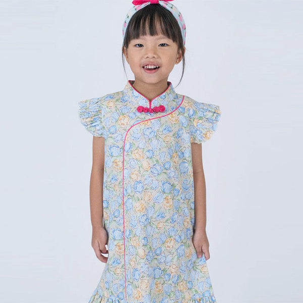 Spring Fleurs R. Sleeve Cheongsam (Yellow)
