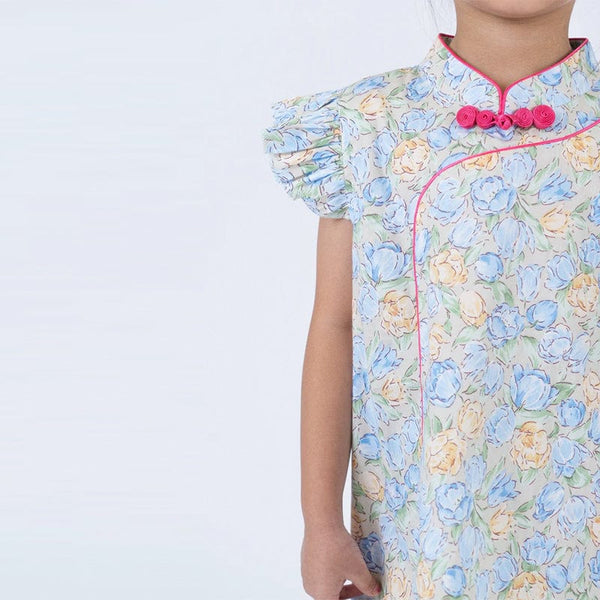 Spring Fleurs R. Sleeve Cheongsam (Yellow)