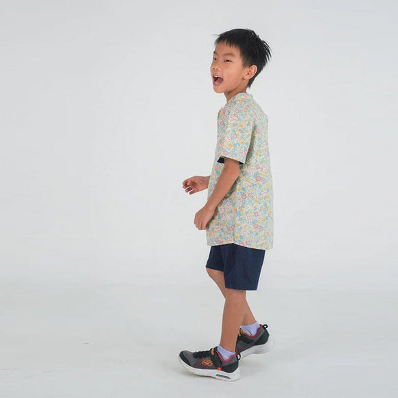 Mandarin Collar Boy Shirt - Springtime Blooms (Yellow)