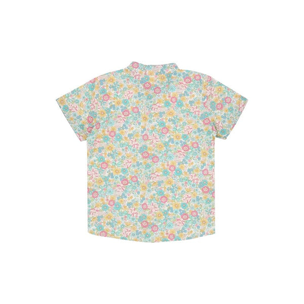 Mandarin Collar Boy Shirt - Springtime Blooms (Yellow)