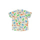 Mandarin Collar Boy Shirt - Stegosaurus Dino (Beige)