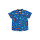 Mandarin Collar Boy Shirt - Stegosaurus Dino (Blue)