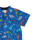 Mandarin Collar Boy Shirt - Stegosaurus Dino (Blue)