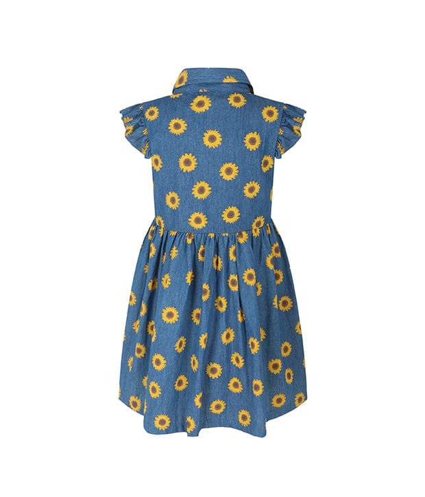 Sunflower Ruffle Sleeve Button Down Dress