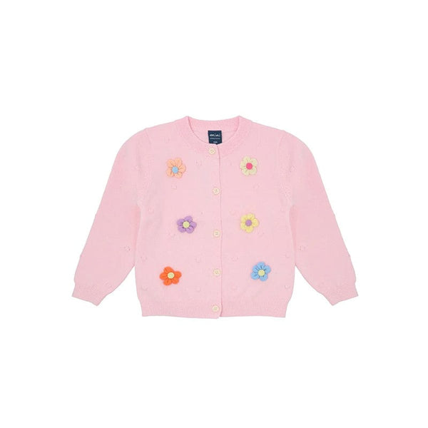 Puffy Flowers Cardigan (Pink)