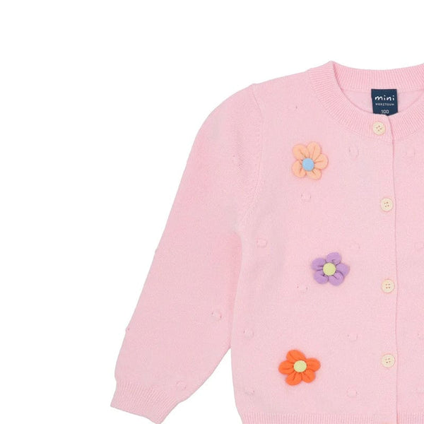Puffy Flowers Cardigan (Pink)