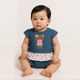 Sweet Teddy Bear Baby Girl Denim Cotton Onesie