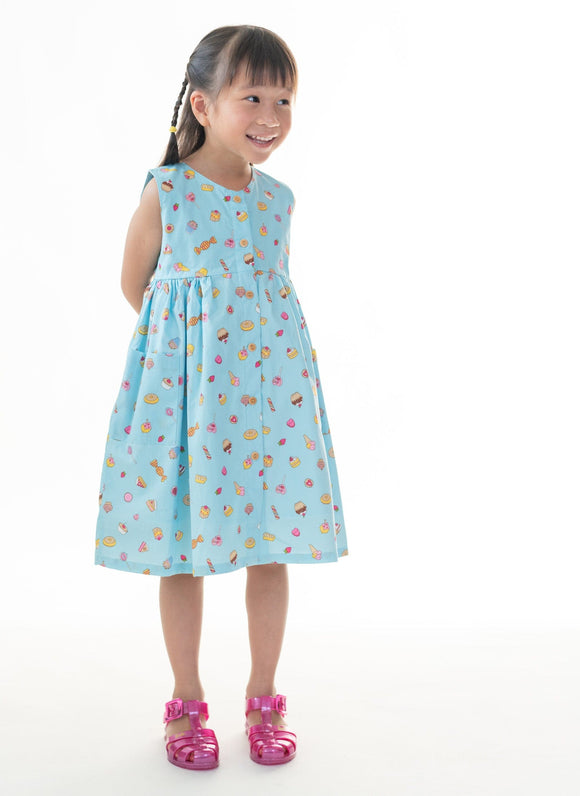 Button Down Sweets & Dessert Dress (Light Blue)