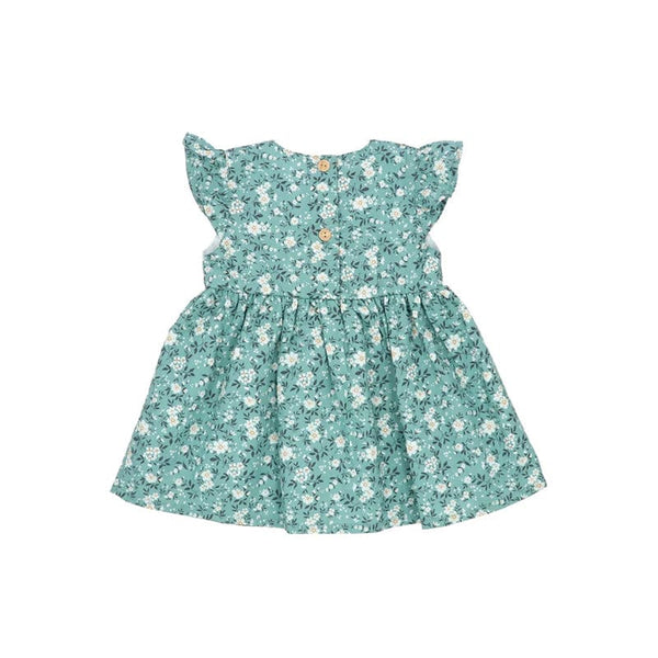 Tiny Flowers Baby Doll Dress (Steel Blue)